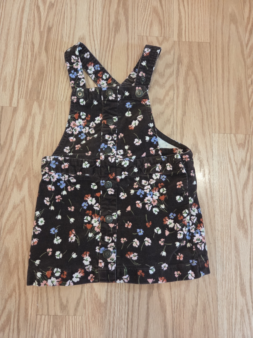Gymboree Black Floral Button-Front Pinafore Dress